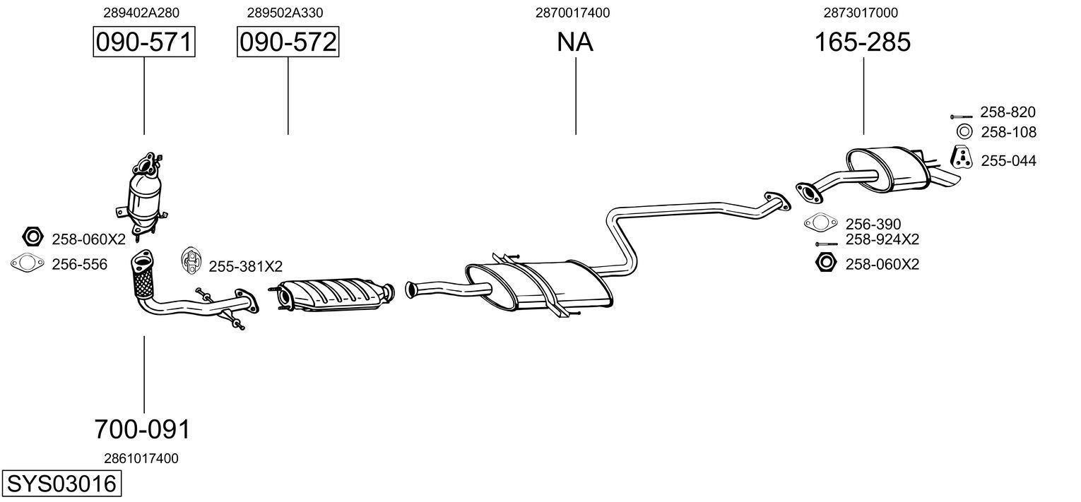 Išmetimo sistema BOSAL SYS03016