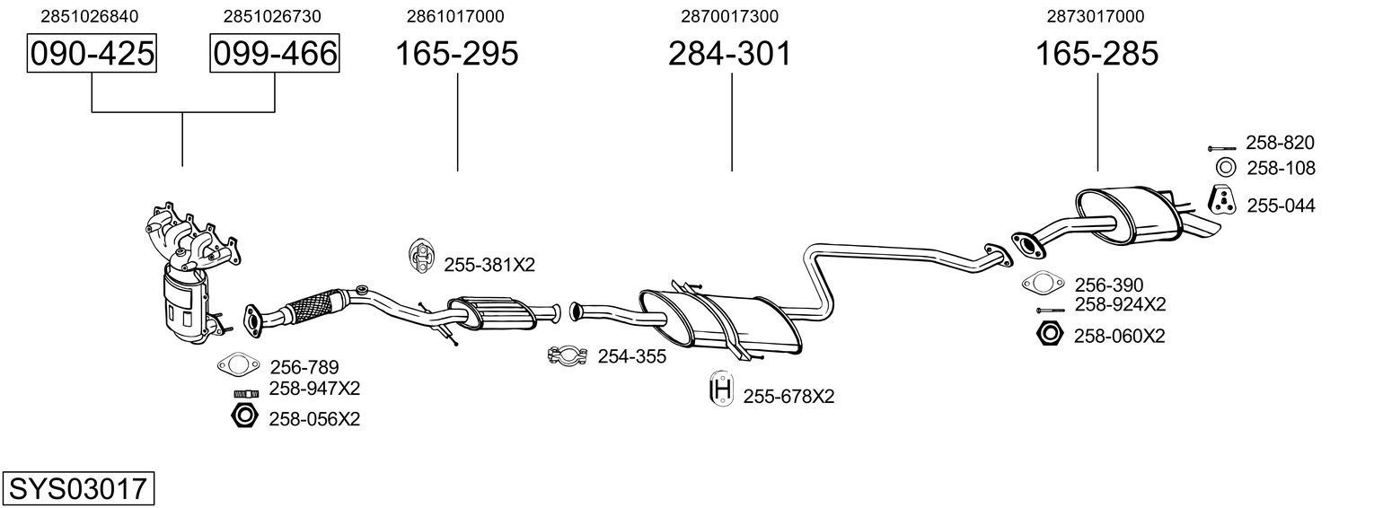 Išmetimo sistema BOSAL SYS03017
