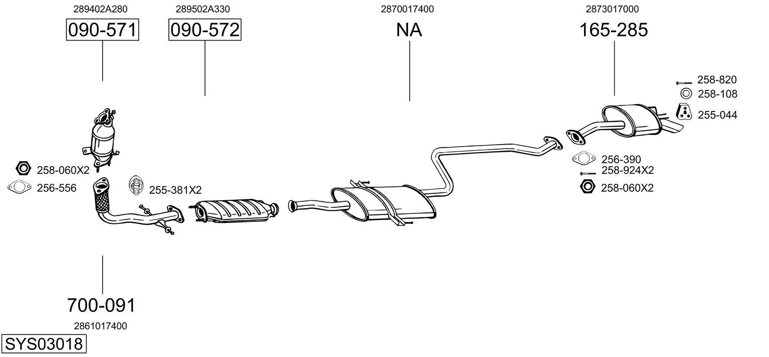 Išmetimo sistema BOSAL SYS03018