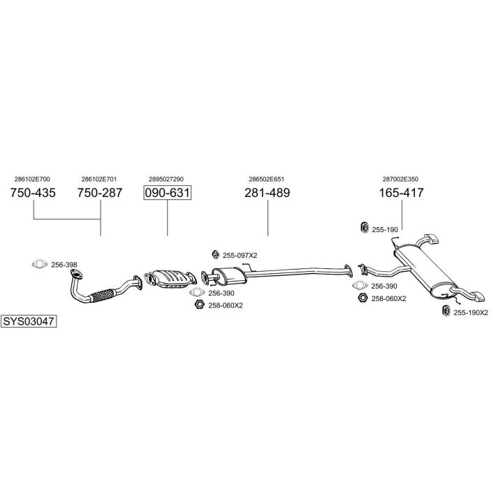 Išmetimo sistema BOSAL SYS03047