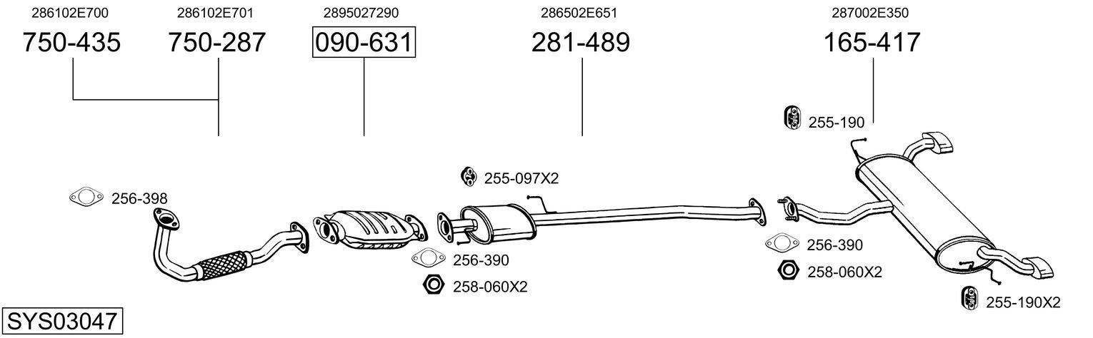 Išmetimo sistema BOSAL SYS03047