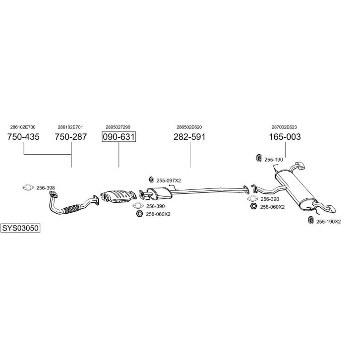 Išmetimo sistema BOSAL SYS03050