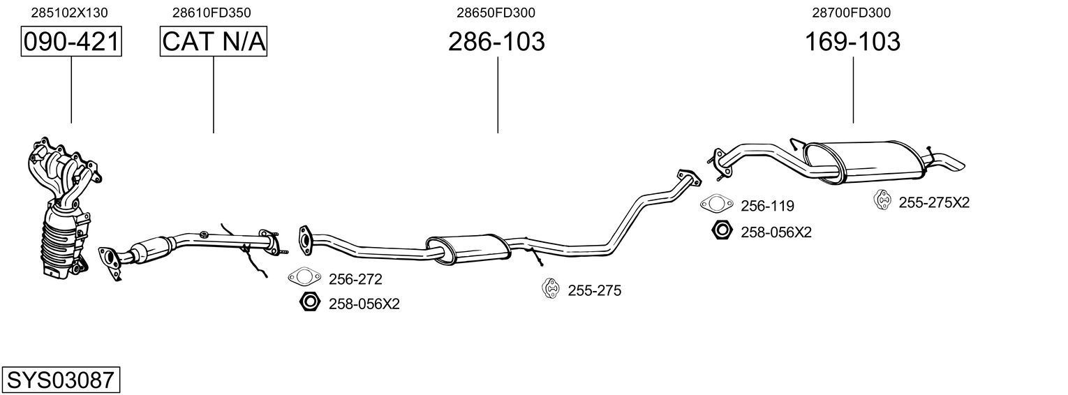 Išmetimo sistema BOSAL SYS03087