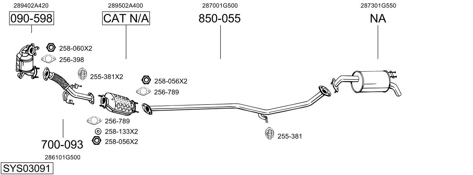 Išmetimo sistema BOSAL SYS03091
