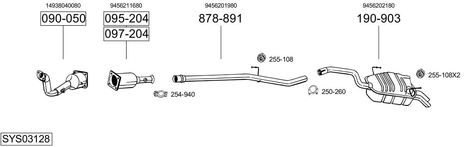 Išmetimo sistema BOSAL SYS03128