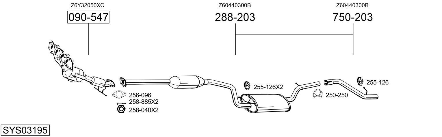 Išmetimo sistema BOSAL SYS03195