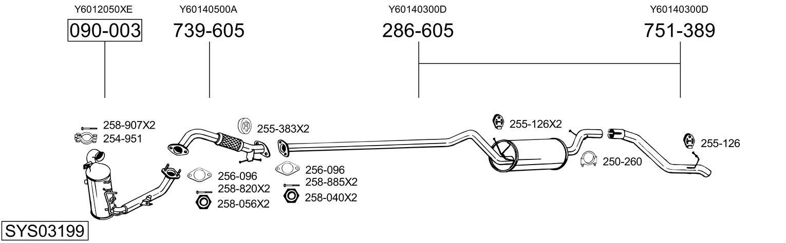 Išmetimo sistema BOSAL SYS03199