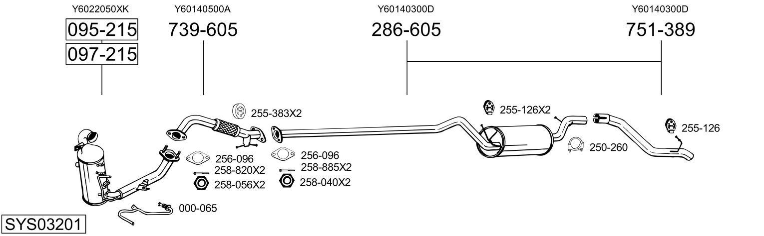 Išmetimo sistema BOSAL SYS03201