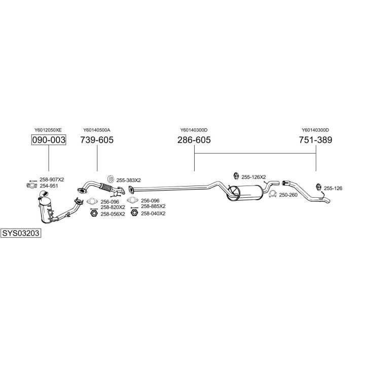 Išmetimo sistema BOSAL SYS03203