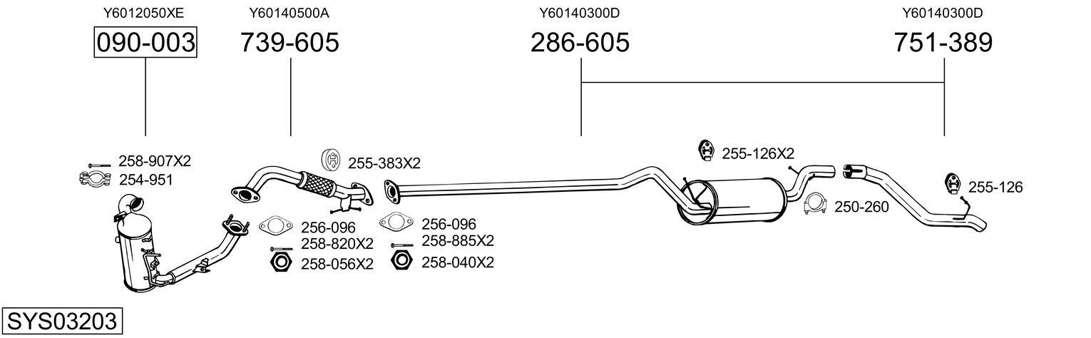 Išmetimo sistema BOSAL SYS03203