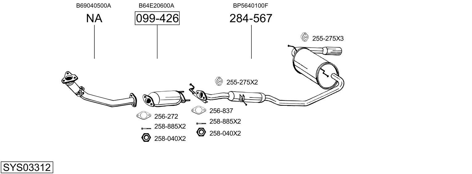 Išmetimo sistema BOSAL SYS03312