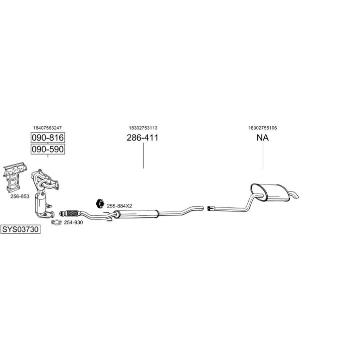Išmetimo sistema BOSAL SYS03730