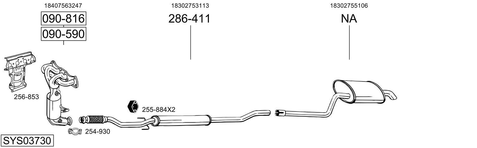 Išmetimo sistema BOSAL SYS03730