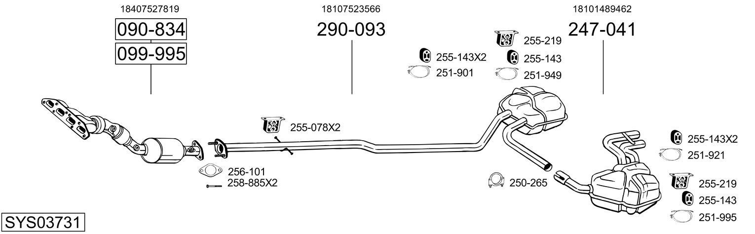 Išmetimo sistema BOSAL SYS03731
