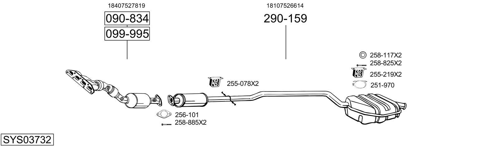 Išmetimo sistema BOSAL SYS03732