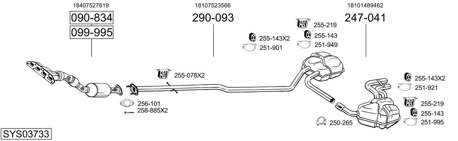 Išmetimo sistema BOSAL SYS03733