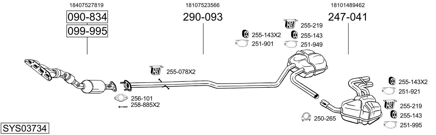 Išmetimo sistema BOSAL SYS03734