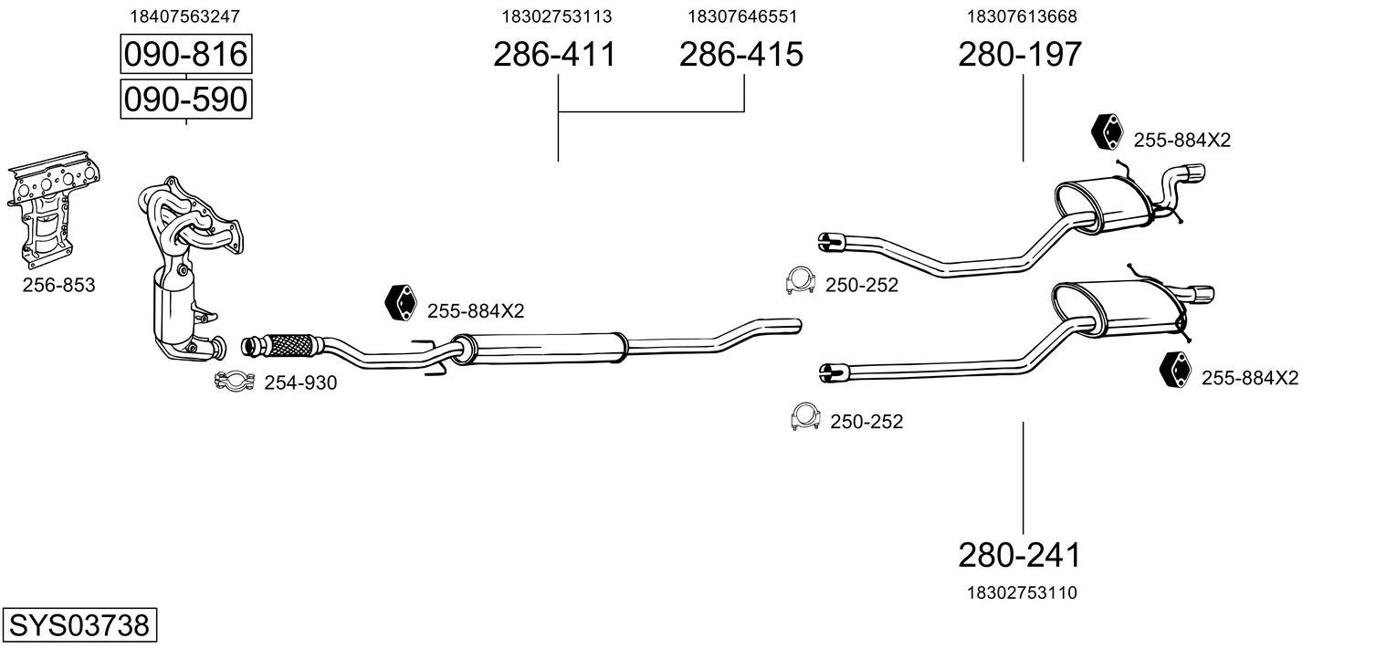 Išmetimo sistema BOSAL SYS03738