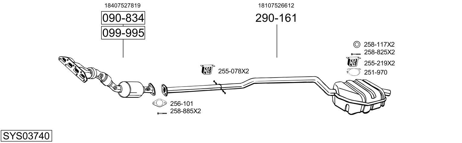 Išmetimo sistema BOSAL SYS03740