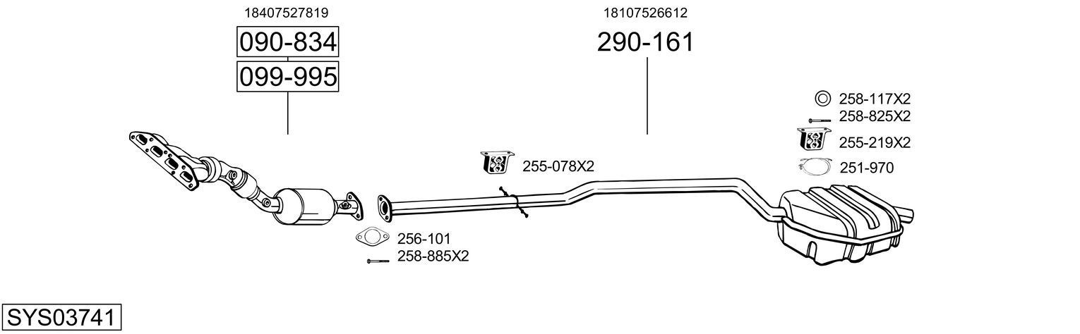 Išmetimo sistema BOSAL SYS03741