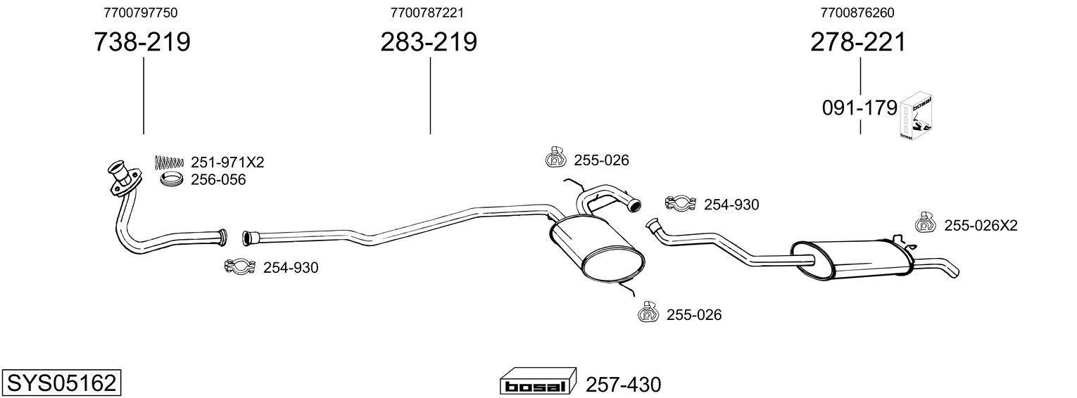 Išmetimo sistema BOSAL SYS05162