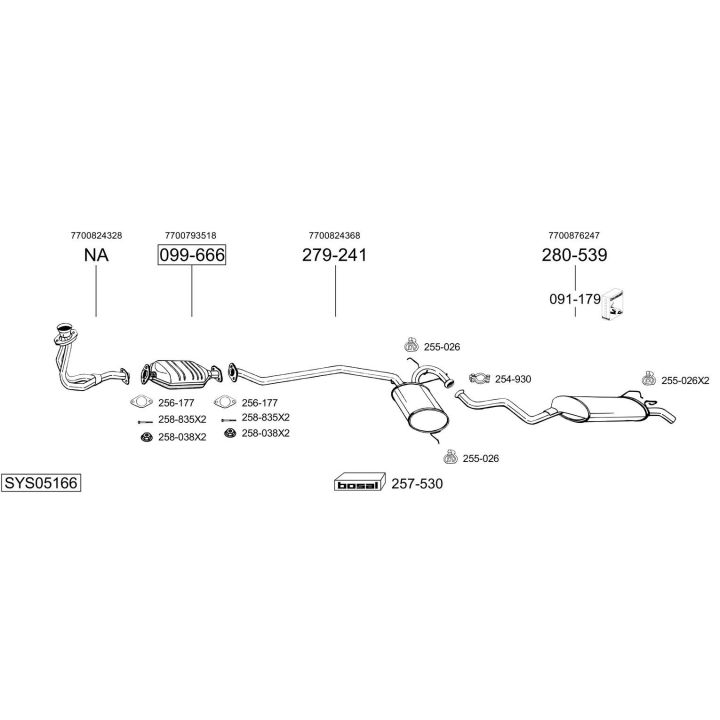 Išmetimo sistema BOSAL SYS05166