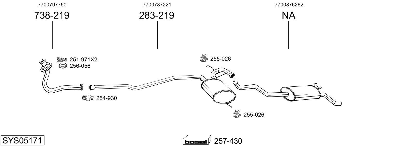 Išmetimo sistema BOSAL SYS05171