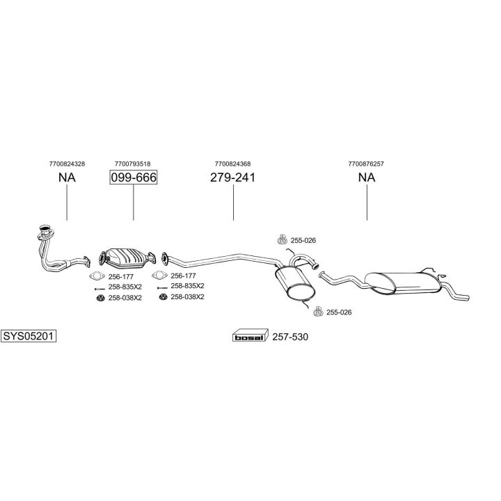 Išmetimo sistema BOSAL SYS05201