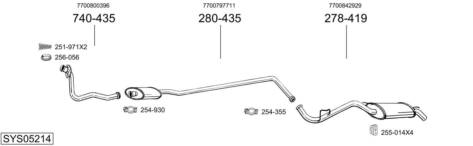 Išmetimo sistema BOSAL SYS05214