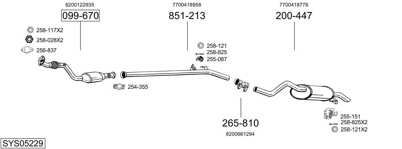 Išmetimo sistema BOSAL SYS05229