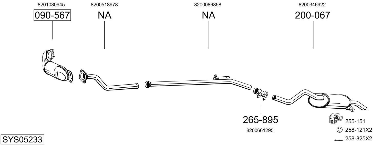 Išmetimo sistema BOSAL SYS05233