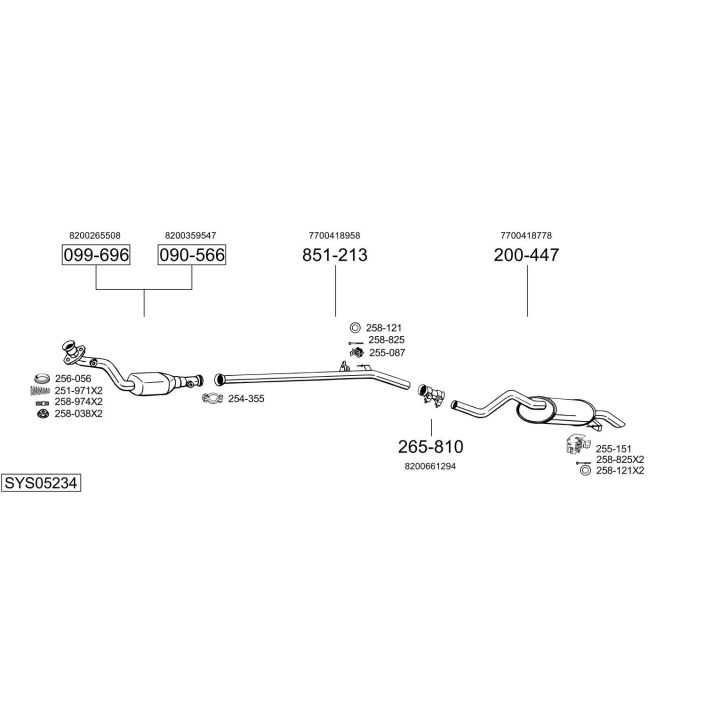 Išmetimo sistema BOSAL SYS05234