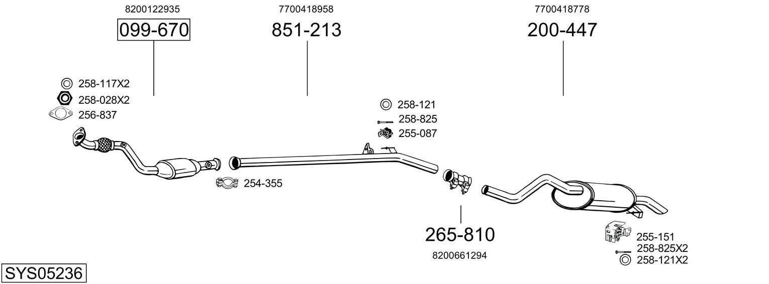 Išmetimo sistema BOSAL SYS05236