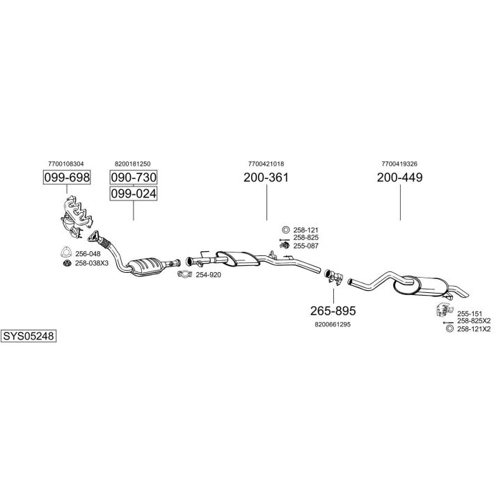 Išmetimo sistema BOSAL SYS05248
