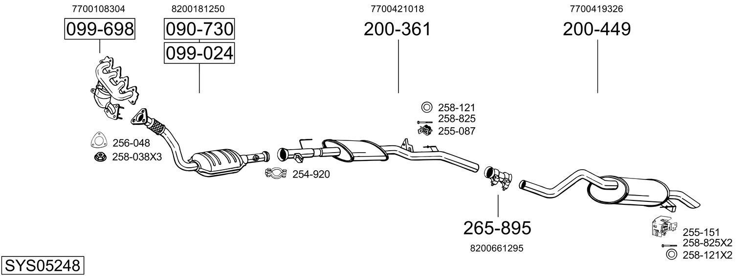 Išmetimo sistema BOSAL SYS05248
