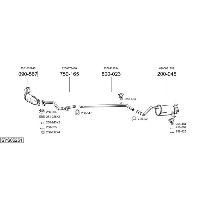 Išmetimo sistema BOSAL SYS05251