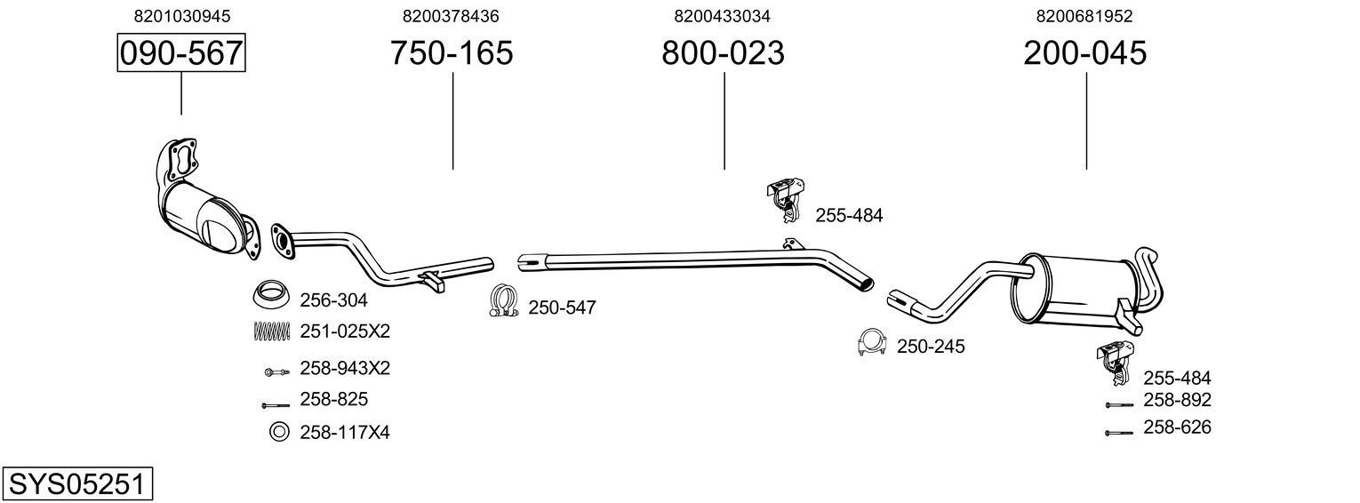 Išmetimo sistema BOSAL SYS05251