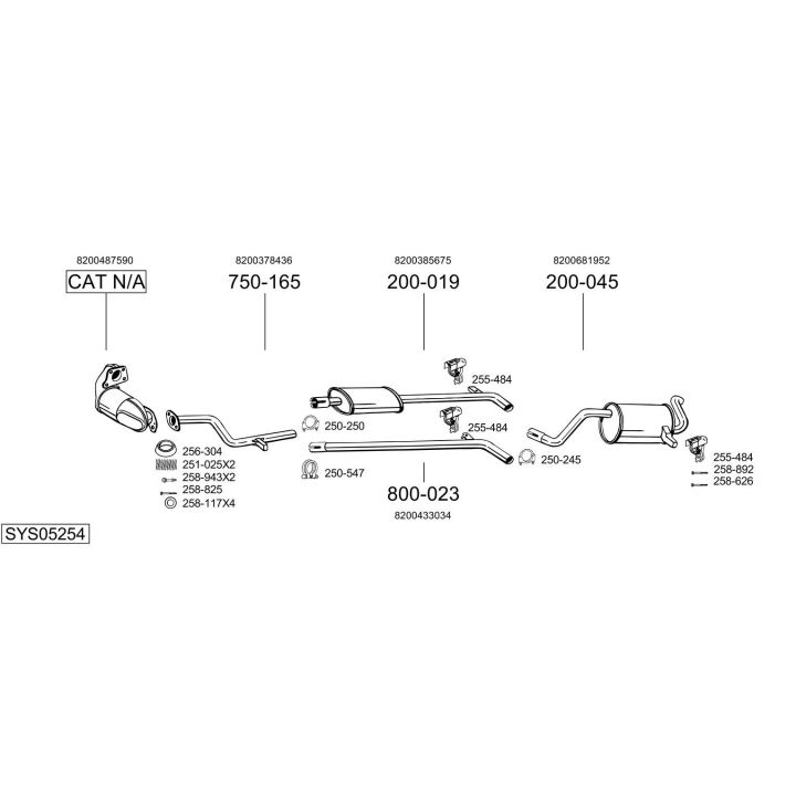 Išmetimo sistema BOSAL SYS05254
