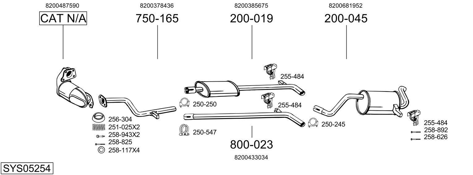 Išmetimo sistema BOSAL SYS05254