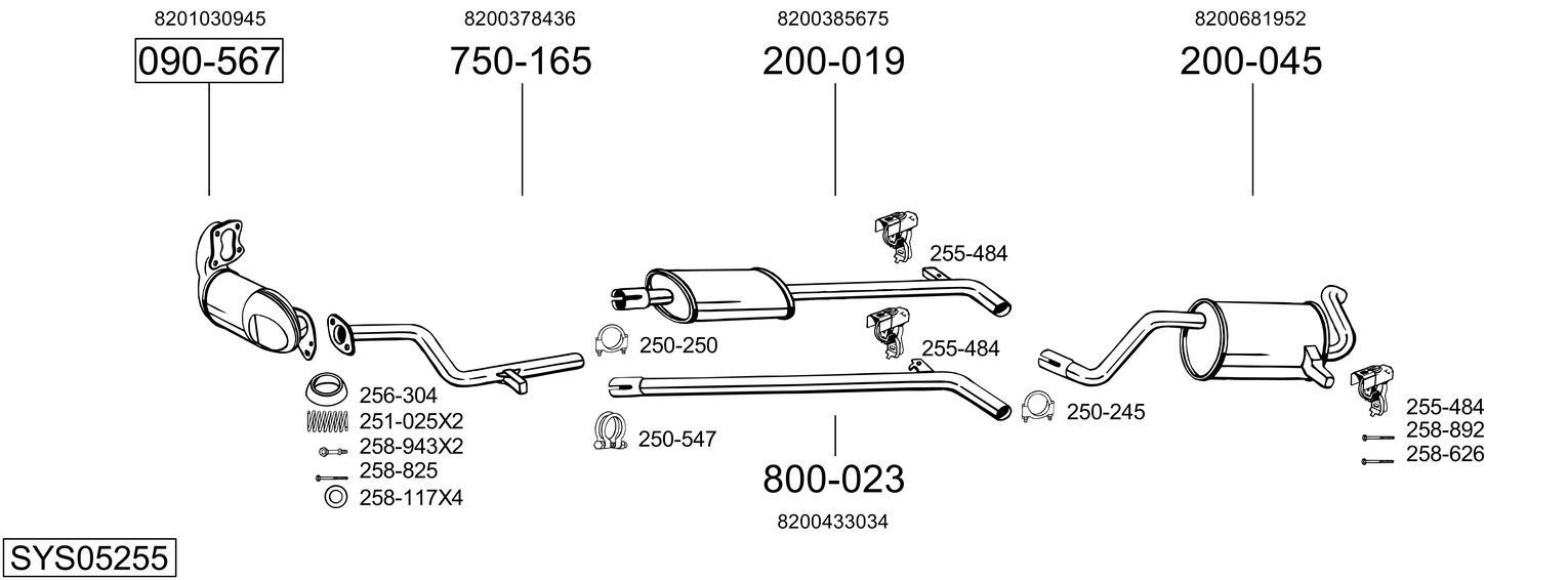 Išmetimo sistema BOSAL SYS05255