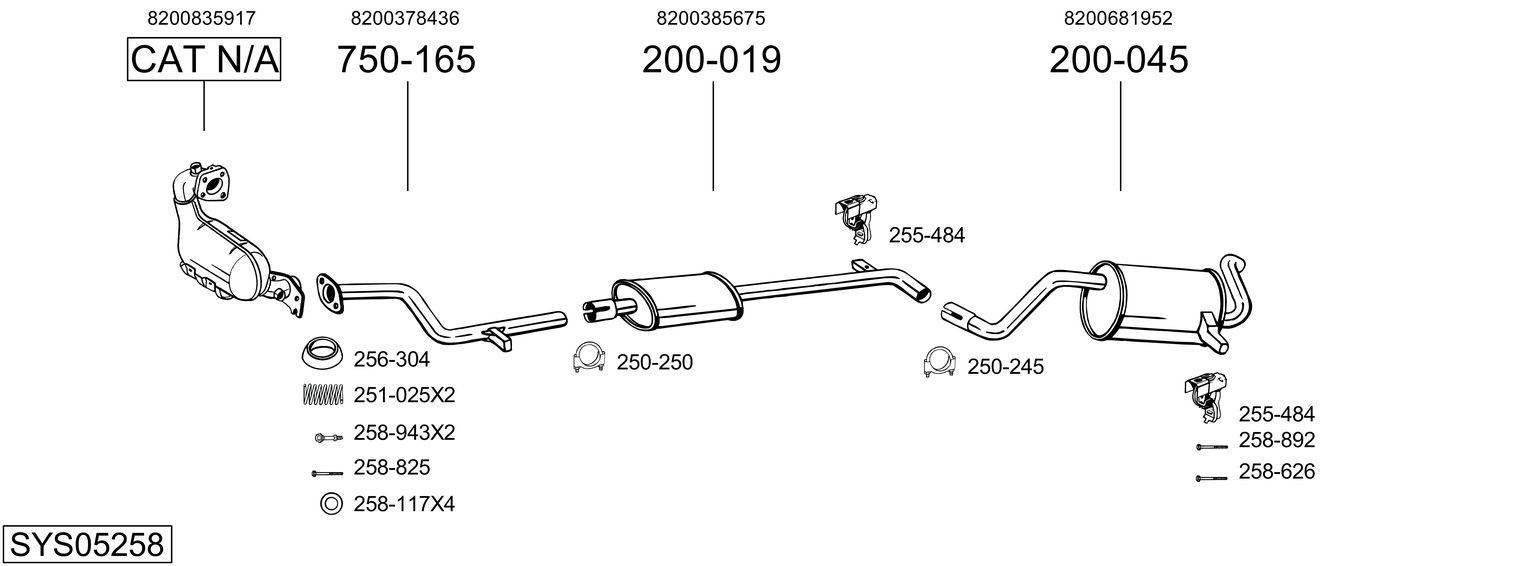 Išmetimo sistema BOSAL SYS05258