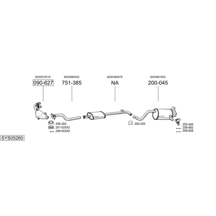 Išmetimo sistema BOSAL SYS05260