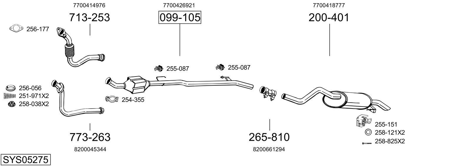 Išmetimo sistema BOSAL SYS05275
