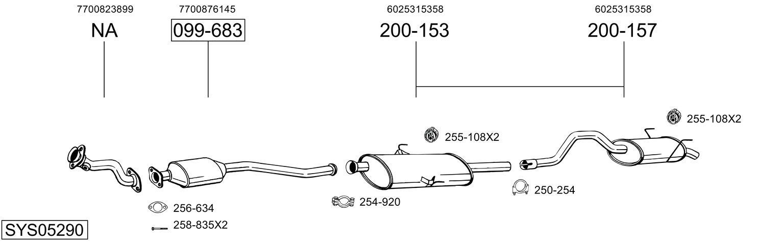 Išmetimo sistema BOSAL SYS05290