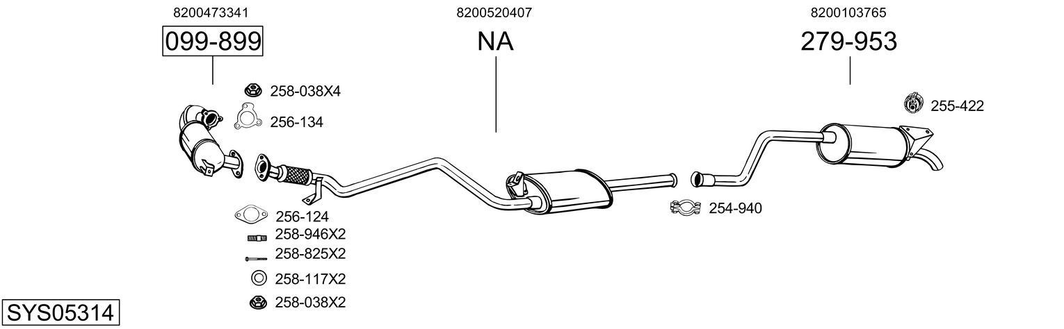 Išmetimo sistema BOSAL SYS05314