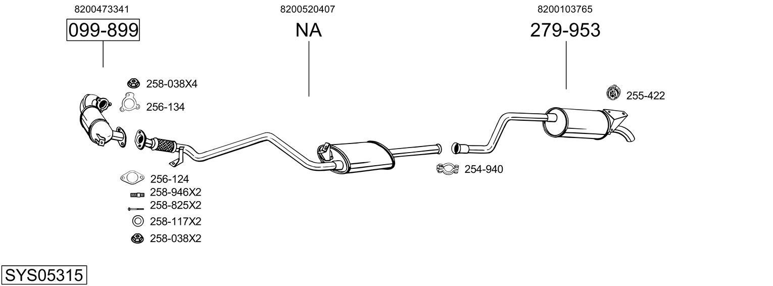 Išmetimo sistema BOSAL SYS05315