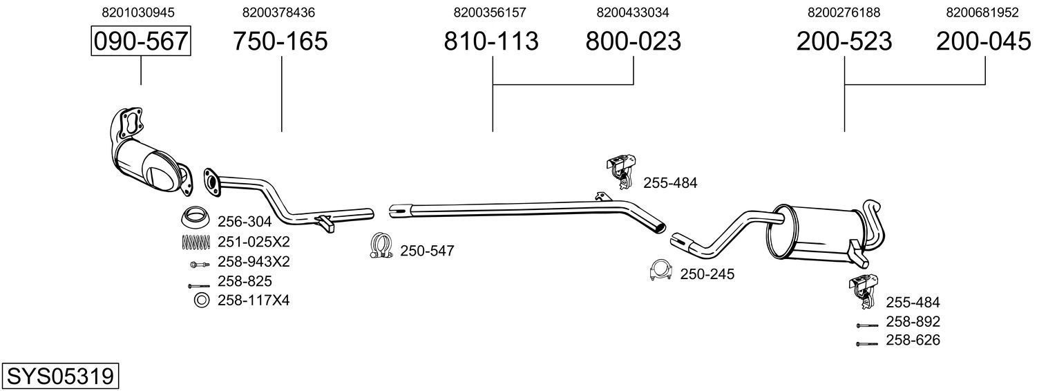 Išmetimo sistema BOSAL SYS05319
