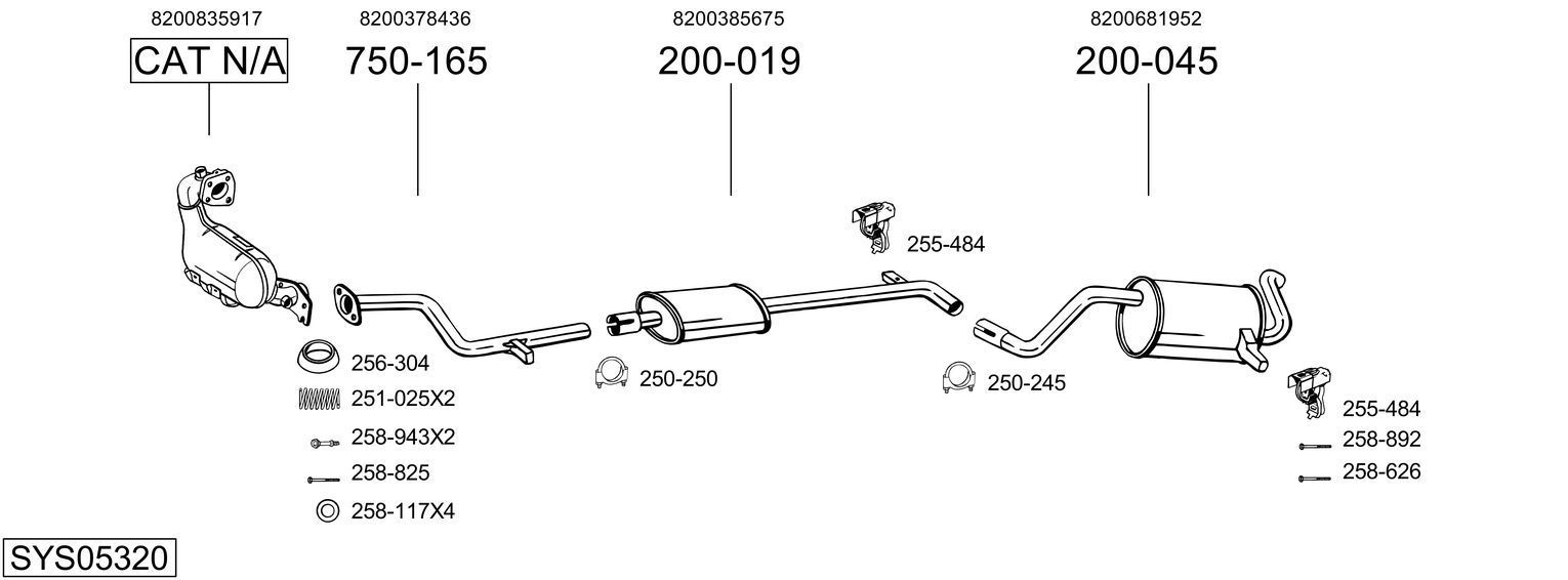 Išmetimo sistema BOSAL SYS05320