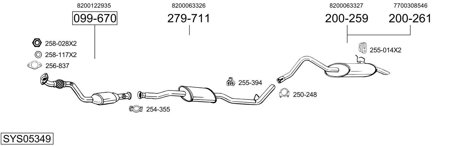 Išmetimo sistema BOSAL SYS05349