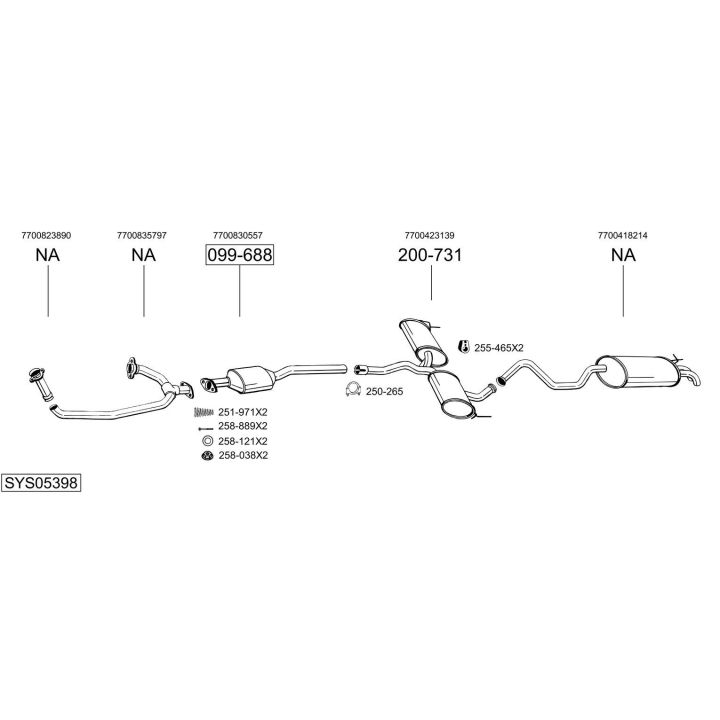 Išmetimo sistema BOSAL SYS05398